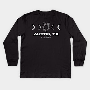 Total Solar Eclipse Austin Texas - April 2024 Kids Long Sleeve T-Shirt